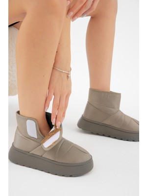 Tonny Black Kadın Füme Kalın Poli Taban Içi Kürklü Cırtlı Bot