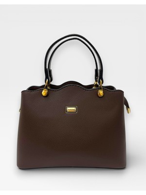 Sanmorris Kadın 2 Bölmeli Dalga Detaylı Ayarlanabilir Askılı Şık El ve Omuz Çantası