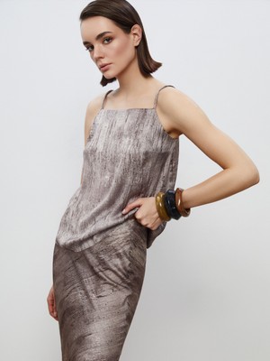 Soulife Kare Yaka Batik Askılı Bluz