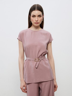 Soulife Bisiklet Yaka Beli Kemerli Bluz