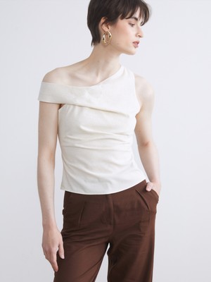 Soulife Tek Omuz Keten Karışımlı Bluz