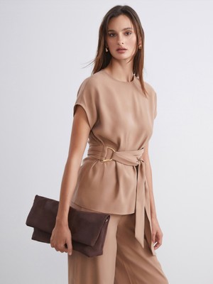 Soulife Bisiklet Yaka Kuşaklı Bluz