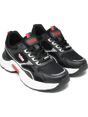 Wickers Waykon Siyah Bağcıklı Şerit Detaylı Sneaker Günlük Spor Ayakkabı