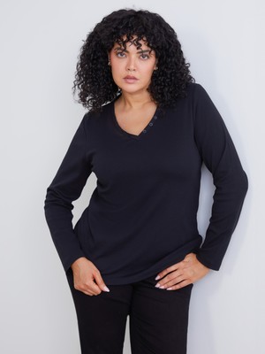 Soulife Büyük Beden V Yaka Kadın Body