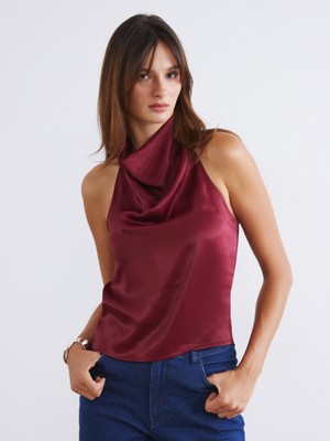 Soulife Halter Yaka Saten Bluz