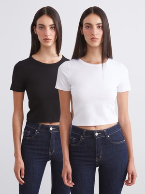 Soulife Bisiklet Yaka Kadın Crop 2'li