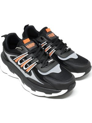 Wickers Waykon Siyah-Turuncu Bağcıklı Şerit Detaylı Sneaker Günlük Spor Ayakkabı