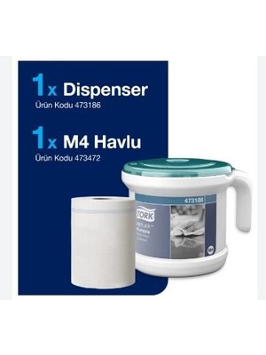 Tork 473186 Reflex Içten Çekmeli Havlu Başlangıç Paketi 1 Dispanser + 4m Havlu