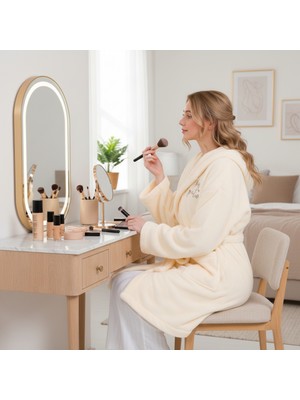 Welsoft Kapüşonlu Peluş Kadın Sabahlık