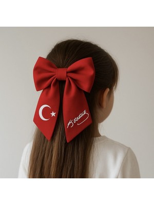 Herşey Nota 🇹🇷 Atatürk Imzalı Türk Bayrağı Desenli Otomatik Toka – 23 Nisan, 19 Mayıs, 29 Ekim Tören Tokası