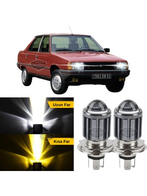 Caralp Renault 9-11 Broadway Fairway Spring Flash Tüm Kasalar Için Uyumlu Mercekli Far Ampulü LED Xenon Çift Renk Sarı-Beyaz Far Şimşek Etkili Csp LED Lamba Uzun Kısa 2 Adet Takım