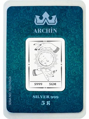 Archin 999 Ayar Gümüş ile Tasarlanmış Ay ve El Temalı Hediyeye Özel 5 Gram Gümüş Külçesi-743