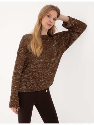 Pierre Cardin Kadın Kahverengi Comfort Fit Kazak 50324797-VR029