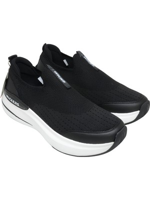 Wickers Waykon Siyah-Beyaz Triko Sneaker Günlük Spor Ayakkabı