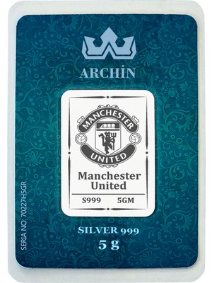 Archin Manchester United Temalı 999 Ayar Gümüş ile Tasarlanmış Hediyeye Özel 5 Gram Gümüş Külçesi-745