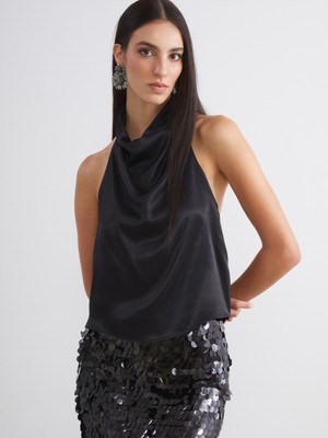 Soulife Halter Yaka Saten Bluz