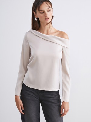 Soulife Kayık Yaka Saten Bluz