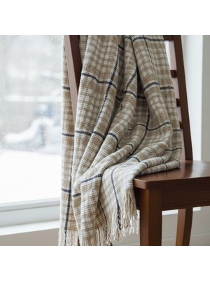 Dinarsu Cozy Life Pamuklu Skoç Battaniye Camel