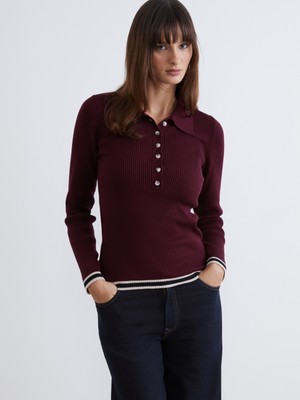 Soulife Polo Yaka Kadın Triko Kazak