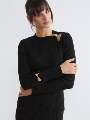 Soulife Bisiklet Yaka Büzgülü Kadın Triko Kazak