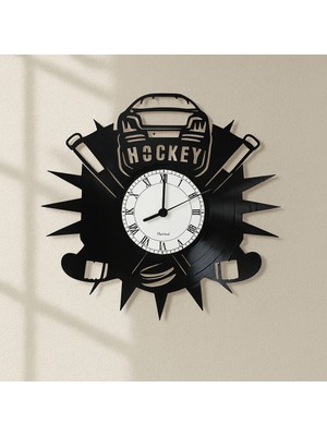 Craftverse Hokey Temalı El Yapımı Plak Duvar Saati