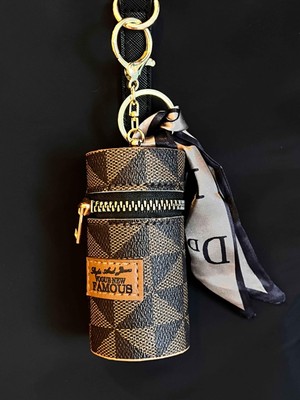 Rossev Mini Retro Ruj Çantası Charm Anahtarlık Kahverengi