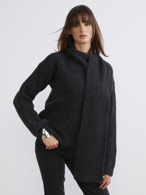 Soulife Şal Yaka Kadın Triko Kazak