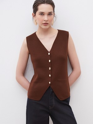 Soulife V Yaka Kadın Triko Yelek