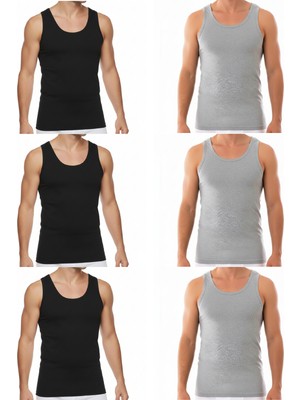 Süsen Lingerie 3 Siyah 3 Gri Erkek Penye Atlet, Erkek Üst Iç Giyim Penye Atlet