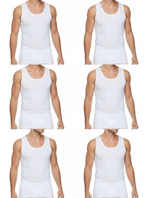 Süsen Lingerie 6 Adet Erkek Beyaz Atlet, Günlük Erkek Atlet, Erkek Penye Atlet