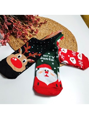 Yılbaşı Temalı 3'lü Çocuk Çorabı