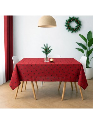 Devor Yılbaşı Temalı Masa Örtüsü – Çam Ağacı Baskılı, Modern ve Şık Tasarım