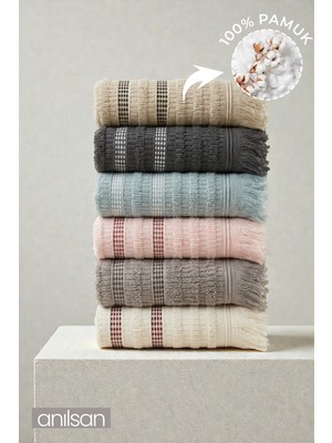 Anılsan 6'lı Agros El Havlusu - 50X80 Cm, 170 Gr, %100 Pamuk, Spa ve Otel Havlusu, Günlük Kullanıma Uygun