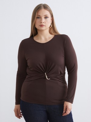 Soulife Büyük Beden Metal Aplikeli Büzgülü Bluz