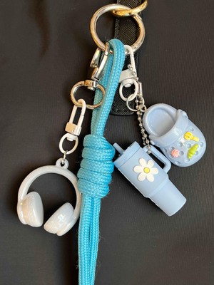 Rossev Charm Kulaklık Figürlü Anahtarlık - Çanta Charm (Mavi Termos Model)