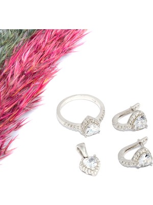 Canka Kalpli Gümüş Takım Beyaz Altın Kaplama