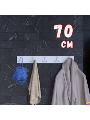 Modilayn ARI Serisi (66,4x9,6 cm) 15 Kancalı Banyo Askısı - 5'li Set | Ekstra Düzen ve Yer Tasarrufu