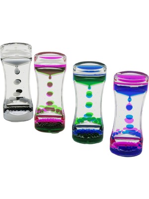 Go İthalat Çift Renk Su Çift Katlı Dar Şişe Model  Sulu Kum Saati Mika Akrilik Plastik 13.7 x 5.2 x 3.3cm (784)
