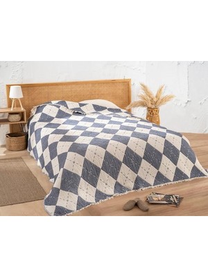 Peshtemalsan 220 x 240 Ebatında 9 Katlı %100 Pamuk Müslin Yorgan, Yatak Örtüsü,pike Baklava Model Lacivert
