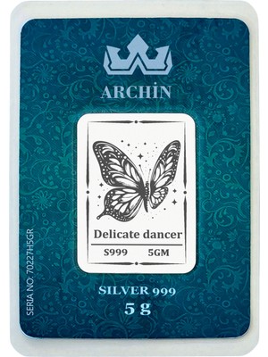 Archin Hediyeye Özel Özgürlüğü Yansıtan Kelebek Temalı 5 Gram 999 Ayar Gümüş Külçesi-754
