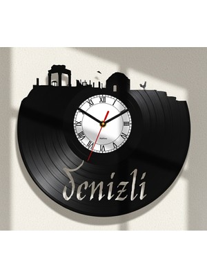 Craftverse Denizli Silüetli Geri Dönüşüm El Emeği Plak Duvar Saati