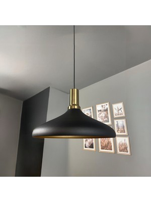 Bamyum Champion Siyah Iç Gold Eskitme Fener Başlık Tekli Avize Sarkıt Salon Aydınlatma Avizeler