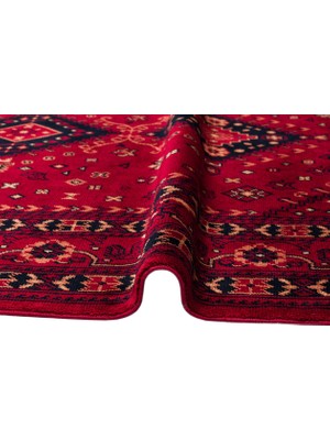 Akbel Halı Nostalji 961 Kırmızı - Özel Tezgâhlarda El Dokuma Yağcıbedir Desenli Otantik Uşak Halısı