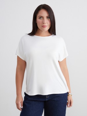 Soulife Büyük Beden Bisiklet Yaka Kadın Tişört