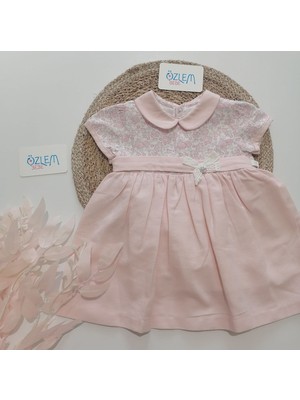 Mymio Baby Bebe Yaka Kemerli Pembe Elbise 12 Ay