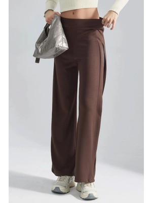 Hiccup Kadın Modal Dokulu Şerit Detaylı Pantolon Berşan Collection Kahve Kahvesi