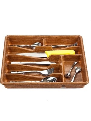 Go İthalat Küçük - Ahşap Renk - 7 Bölmeli Çekmece Içi Kaşıklık 36X32CM (784)