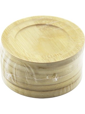 Go İthalat Yuvarlak= Çap: 9.7cm 6pcs Bambu - Ahşap Çay Tabak (784)