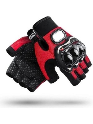 Işik Ticaret Pro Bıker Darbeli Yarım Parmak Eldiven L Beden Korumalı Esnek Kumaş ile Motosiklet İçin