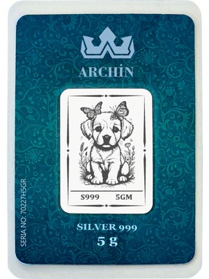 Archin 999 Ayar Gümüş ile Tasarlanmış Minik Köpek Temalı Hediyeye Özel 5 Gram Gümüş Külçesi-762